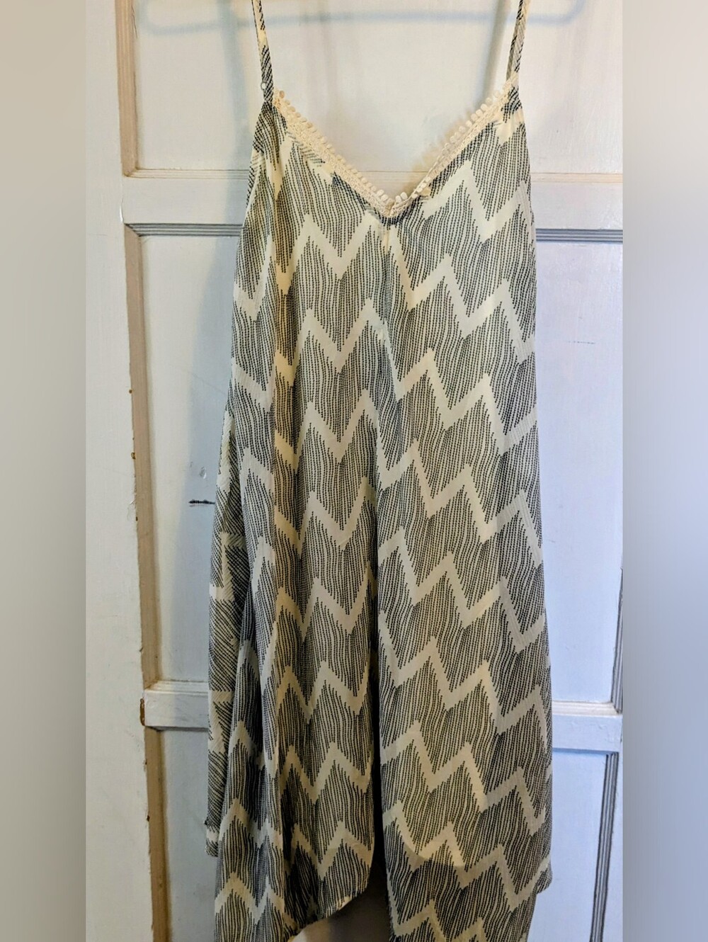 (NWT) Mittoshop Cream and Gray Zigzag Slip Dress, Medium